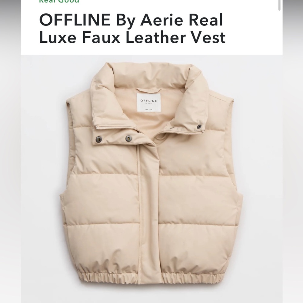 OFFLINE By Aerie Real Luxe Faux Leather Crop Puffer Vest - Medium